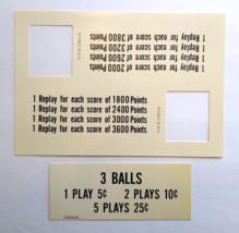 Dixieland Pinball Machine Original 1968 Rules Price Replay Card NOS 3 Ba... - $27.08