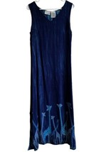 Vtg Day For  Night Blue Giraffe Maxi Dress Blue Round Neck Sleeveless  Women&#39;s M - £19.77 GBP