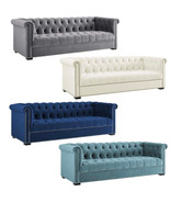 Chesterfield Velvet Sofa Button Tufted Nail Head – Gray, Ivory, Blue, Se... - $1,725.08 CAD