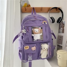 Multi-Pocket Nylon Large-capacity Cute Women Backpack Ins Female Girl Backpack L - £60.95 GBP