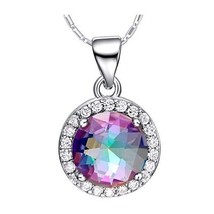 Ticolor rainbow fire mystic topaz pendant necklace pure 925 sterling silver brand women thumb200