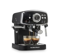 Hamilton Beach Slide &amp; Lock Espresso Machine With Milk Frother Steam Wan... - £111.58 GBP