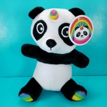 Panda Bear Unicorn Pandacorn Plush Stuffed Rainbow Horn Paws 8&quot; Sitting ... - £11.83 GBP