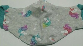 2 Fabric Face Masks in 1 Reusable Reversible Design UNICORN PRINT》ONE SIZE - £10.30 GBP