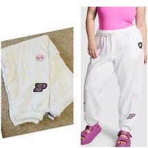 Victoria&#39;s Secret PINK Fleece Baggy Relaxed Sweatpants Optic White Pink ... - £29.60 GBP