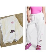 Victoria&#39;s Secret PINK Fleece Baggy Relaxed Sweatpants Optic White Pink ... - £29.72 GBP