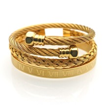 3pcs/set Royal Roman Bracelets &amp; Bangles Hexagon Head Bangle Bracelet For Men St - £19.29 GBP