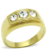 TK119G Gold Stainless Steel Ring with Top-Grade Crystal Center, Size 11 - $31.73 CAD