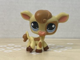 Littlest Pet Shop Yellow and Brown Accented Cow #970 Blue Eyes - $9.49