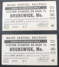 Lot of two (2) Vintage Maine Central Railroad MEC Brunswick Coaches Ticket - £7.60 GBP