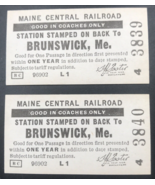 Lot of two (2) Vintage Maine Central Railroad MEC Brunswick Coaches Ticket - £7.49 GBP