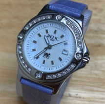 Relic ZR11709 Lady 50m Silver Steel Rhinestone Analog Quartz Watch~Date~New Batt - £18.90 GBP