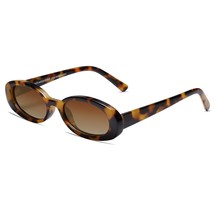 Polarized Small Trendy Skinny Vintage Oval Sunglasses Women Tinted Glasses Torto - £24.12 GBP