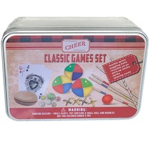 Classic Games Tin Case - marbles, juggling, yoyo, pickup sticks, jacks, &amp; cards - £9.75 GBP