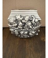 Coin Bank Sheridan Pewter Noah&#39;s Ark Animals Brushed Metal With Stopper - €11,03 EUR