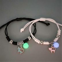 2Pcs Cute Cat Luminous Couple Bracelets For Women Charm Rope Chain - £11.92 GBP