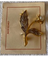 VTG, brooch, brooch, brooch, vintage, metal, métal, flower with pearl, f... - $21.68 CAD