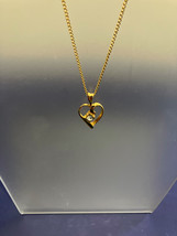 Vintage costume jewelry small open heart pendant necklace - £15.66 GBP