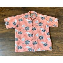 Palm Island Mens Hawaiian XL Coral Tropical Palm Leaves Short Sleeve Shirt - $23.36