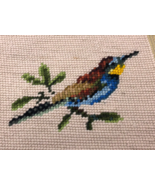 Vintage Needlepoint Finished Bird Tapestry Art Frameable Cottagecore Tan... - $55.12 CAD