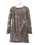 Dress The Population Grace Beige Grey Sequin Long Sleeve Lace Dress Size XS - £58.69 GBP
