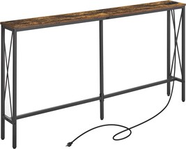 Elyken Console Table With Power Outlet, 63” Narrow Sofa Table For Living Room, - £70.33 GBP