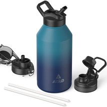 64 Oz Half Gallon Water Bottles With Straw Lid, Stainless Steel Water Bottles Do - £34.70 GBP