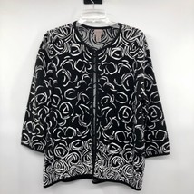 Easywear by Chicos Jacket Womens L/12 Used Black Cream Open Front - £14.07 GBP
