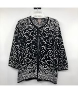 Easywear by Chicos Jacket Womens L/12 Used Black Cream Open Front - £14.05 GBP