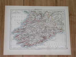 1904 Antique Map Of Ireland Kerry Cork Limerick Clare / Dublin Leinster Wexford - £21.99 GBP