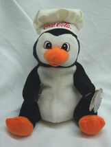 VINTAGE 1997 Coca-Cola COKE PENGUIN W/ CHEF HAT 6" Bean Bag Stuffed Anim... - $14.85
