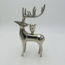 Pottery Barn Reindeer Candle Holders Vintage Silver Plated Seasonal Stag Taper - $45.82