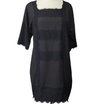 Miss Me Women Dress Size M Black Stretch Midi Whimsygoth Lace A-Line Square Neck - £24.46 GBP