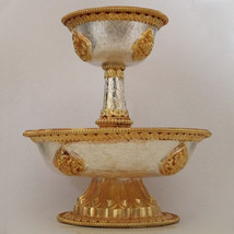 Tibetan Buddhist Gold Plated Serkem Wine/Water Offering Bowls 5.5&quot; - Nepal - $199.99