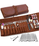 Leather Working Tools Leather Craft Tools for Carving Stamping Sewing Pu... - $62.99