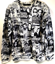 Hudson Tabloid Covers Diddy Sweatshirt All Over Hip Hop Rap Black White L - $50.18