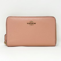 Coach Medium Id Zip Wallet in Shell Pink Leather C4124 New With Tags - £177.49 GBP