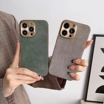 Apple IPhone 12, 13, 14, 15 Case ALCANTARA look Pu Leather case - $246.77 MXN