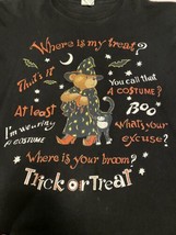 Halloween Graphic Trick Or Treat Bear Cat T Shirt Large - £13.96 GBP