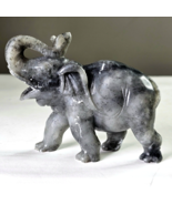 Vintage soapstone elephant sculpture 4in Grey Figurine Solid Heavy Small... - $41.62 CAD