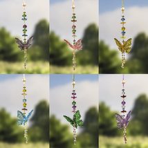 Set of 6 Hanging Acrylic Butterfly Ornaments with Dangling Beads - £35.55 GBP