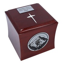 Theme cremation urn mountain with cross Urn for trawellers Funeral urn for ashes - £119.53 GBP