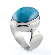 Fantastico Ovale Larimar Anello Sterling Misura 8.25 - £237.40 GBP