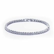 Femmes 14K Plaqué or Blanc 2.50Ct Moissanite Biseau Ensemble Tennis Bracelet 7 &quot; - £157.34 GBP