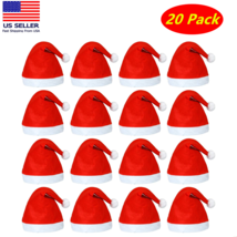 20 Pack Santa Red Hat Christmas Hat Cuffs Xmas Holiday Hat For Kids and Adults - £12.56 GBP