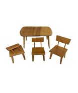 Vintage Strombecker Dollhouse Furniture Table Chairs Wood Mid Century Mi... - $37.80