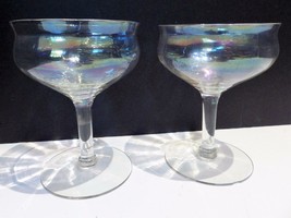 2 Vintage Low Champagne Iridescent Goblets Glass Wedding Toast Celebration - $23.76