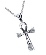 Stainless Steel Egyptian Ankh Cross Pendant Necklace - £69.22 GBP