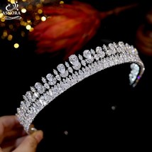 New Bridal Wedding Hair Jewelry Zircon Crystal Tiara Queen Pageant Crown Women D - £90.47 GBP