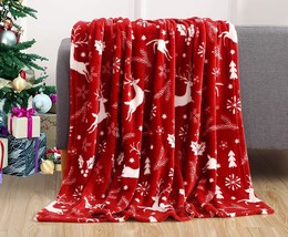 Elegant Comfort Luxury Velvet Super Soft Christmas Prints, Burgundy Reindeer - £34.78 GBP